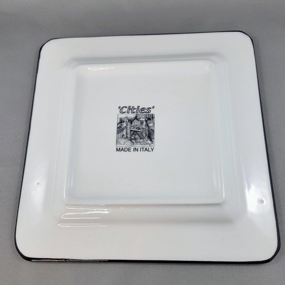 London Brunelli Cities Salad Plate Square 7.5” Made In Italy Black White Read - Picture 5 of 8